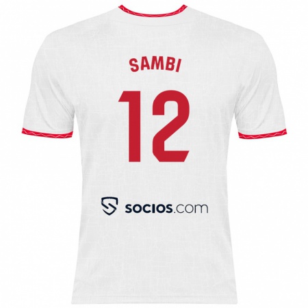 Kandiny Hombre Camiseta Albert Sambi Lokonga #12 Blanco Rojo 1ª Equipación 2024/25 La Camisa Chile