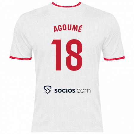 Kandiny Hombre Camiseta Lucien Agoumé #18 Blanco Rojo 1ª Equipación 2024/25 La Camisa Chile