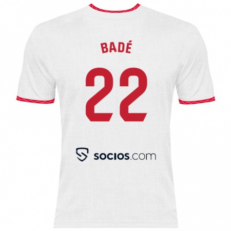 Kandiny Hombre Camiseta Loïc Badé #22 Blanco Rojo 1ª Equipación 2024/25 La Camisa Chile