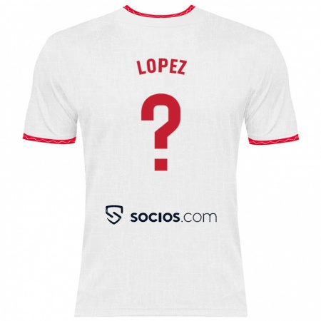 Kandiny Hombre Camiseta David López #0 Blanco Rojo 1ª Equipación 2024/25 La Camisa Chile