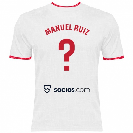 Kandiny Hombre Camiseta José Manuel Ruiz #0 Blanco Rojo 1ª Equipación 2024/25 La Camisa Chile