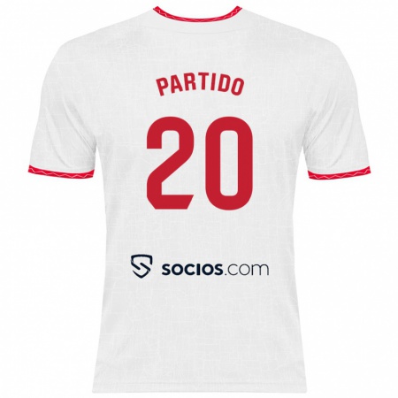 Kandiny Hombre Camiseta Paula Partido #20 Blanco Rojo 1ª Equipación 2024/25 La Camisa Chile