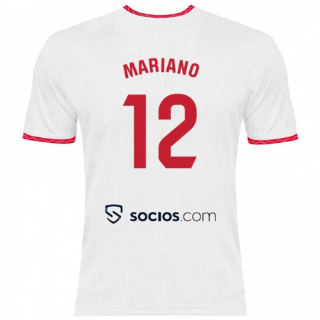 Kandiny Hombre Camiseta Mariano Díaz #12 Blanco Rojo 1ª Equipación 2024/25 La Camisa Chile