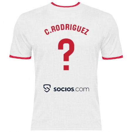 Kandiny Hombre Camiseta Carlos Rodríguez #0 Blanco Rojo 1ª Equipación 2024/25 La Camisa Chile