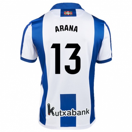 Kandiny Hombre Camiseta Egoitz Arana #13 Blanco Azul 1ª Equipación 2024/25 La Camisa Chile