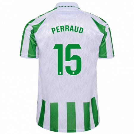 Kandiny Hombre Camiseta Romain Perraud #15 Verde Rayas Blancas 1ª Equipación 2024/25 La Camisa Chile