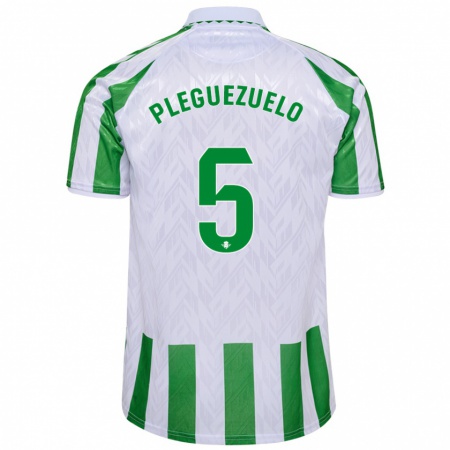 Kandiny Hombre Camiseta Xavi Pleguezuelo #5 Verde Rayas Blancas 1ª Equipación 2024/25 La Camisa Chile