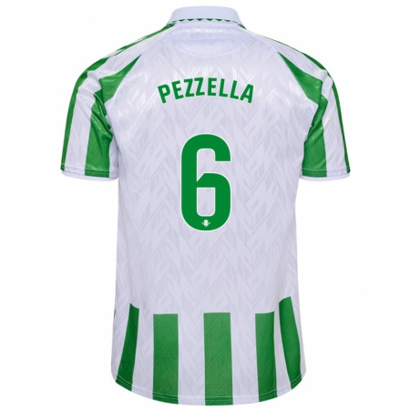 Kandiny Hombre Camiseta Germán Pezzella #6 Verde Rayas Blancas 1ª Equipación 2024/25 La Camisa Chile