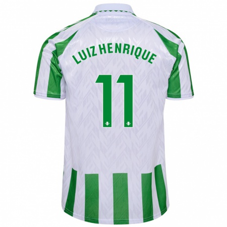 Kandiny Hombre Camiseta Luiz Henrique #11 Verde Rayas Blancas 1ª Equipación 2024/25 La Camisa Chile