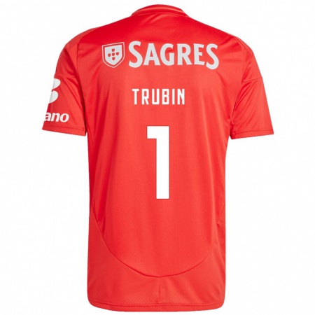 Kandiny Hombre Camiseta Anatoliy Trubin #1 Rojo Blanco 1ª Equipación 2024/25 La Camisa Chile