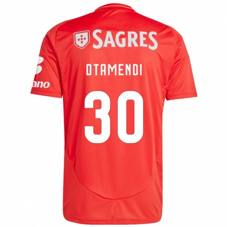 Kandiny Hombre Camiseta Nicolás Otamendi #30 Rojo Blanco 1ª Equipación 2024/25 La Camisa Chile