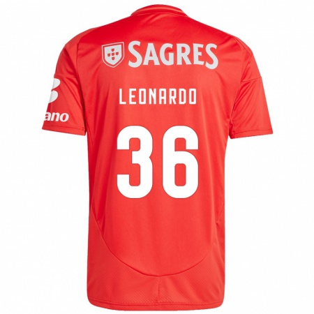 Kandiny Hombre Camiseta Marcos Leonardo #36 Rojo Blanco 1ª Equipación 2024/25 La Camisa Chile