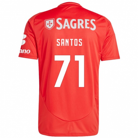 Kandiny Hombre Camiseta Leandro Santos #71 Rojo Blanco 1ª Equipación 2024/25 La Camisa Chile