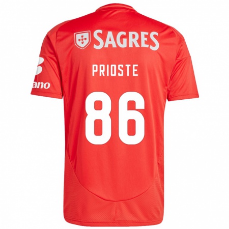 Kandiny Hombre Camiseta Diogo Prioste #86 Rojo Blanco 1ª Equipación 2024/25 La Camisa Chile