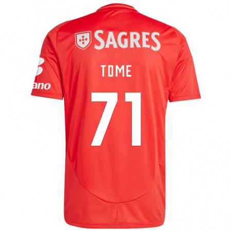 Kandiny Hombre Camiseta João Tomé #71 Rojo Blanco 1ª Equipación 2024/25 La Camisa Chile