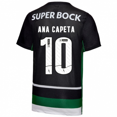 Kandiny Hombre Camiseta Ana Capeta #10 Negro Blanco Verde 1ª Equipación 2024/25 La Camisa Chile