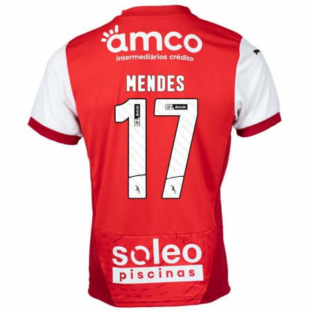 Kandiny Hombre Camiseta Joe Mendes #17 Rojo Blanco 1ª Equipación 2024/25 La Camisa Chile