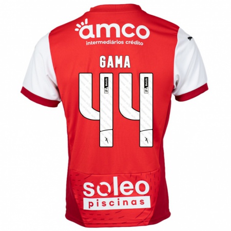 Kandiny Hombre Camiseta Dinis Gama #44 Rojo Blanco 1ª Equipación 2024/25 La Camisa Chile