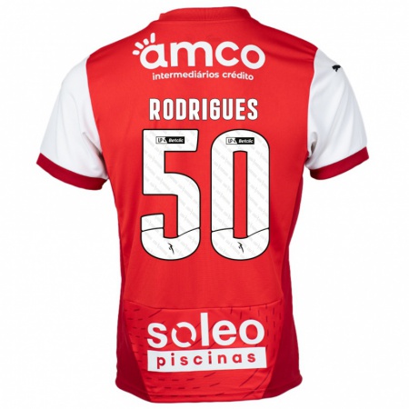 Kandiny Hombre Camiseta Diego Rodrigues #50 Rojo Blanco 1ª Equipación 2024/25 La Camisa Chile