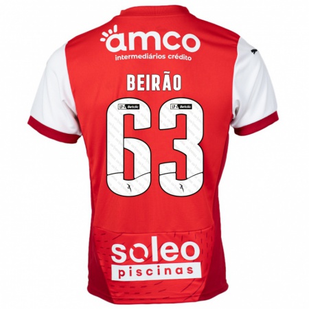 Kandiny Hombre Camiseta Rodrigo Beirão #63 Rojo Blanco 1ª Equipación 2024/25 La Camisa Chile