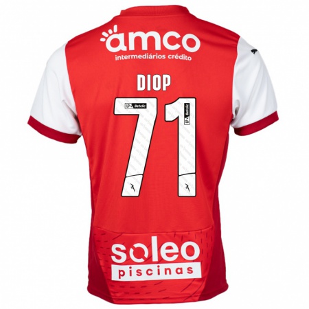 Kandiny Hombre Camiseta Mamadou Diop #71 Rojo Blanco 1ª Equipación 2024/25 La Camisa Chile