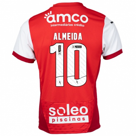 Kandiny Hombre Camiseta Vitória Almeida #10 Rojo Blanco 1ª Equipación 2024/25 La Camisa Chile