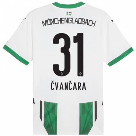 Kandiny Hombre Camiseta Tomas Cvancara #31 Blanco Verde 1ª Equipación 2024/25 La Camisa Chile