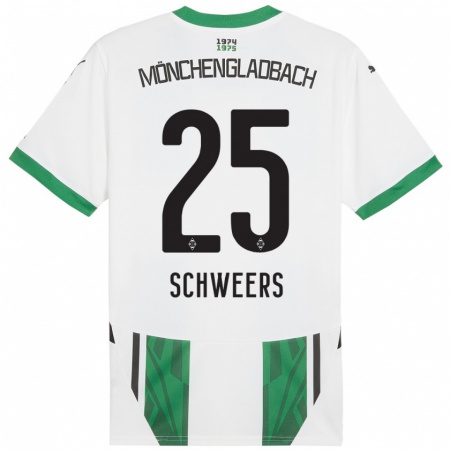 Kandiny Hombre Camiseta Lion Schweers #25 Blanco Verde 1ª Equipación 2024/25 La Camisa Chile