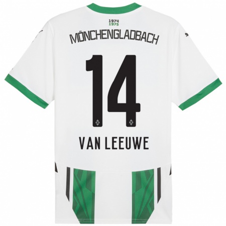 Kandiny Hombre Camiseta Kyra Van Leeuwe #14 Blanco Verde 1ª Equipación 2024/25 La Camisa Chile