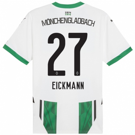 Kandiny Hombre Camiseta Mia Eickmann #27 Blanco Verde 1ª Equipación 2024/25 La Camisa Chile