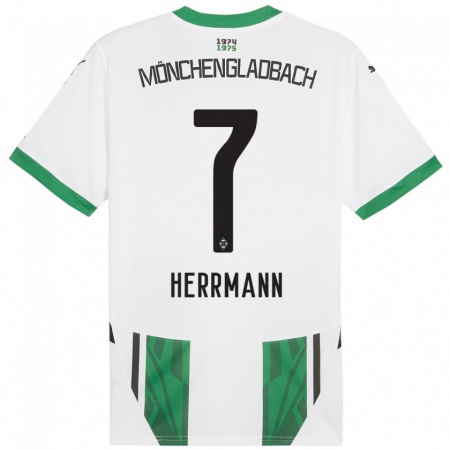 Kandiny Hombre Camiseta Patrick Herrmann #7 Blanco Verde 1ª Equipación 2024/25 La Camisa Chile