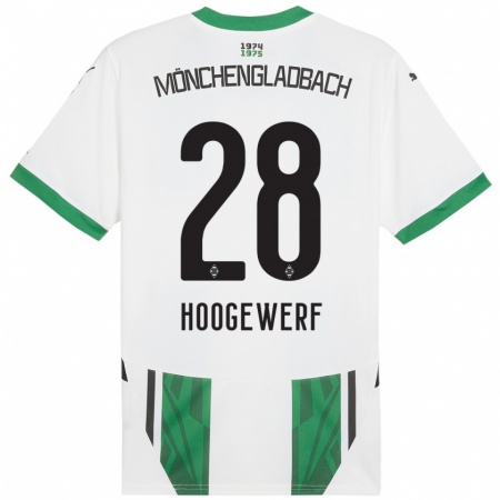 Kandiny Hombre Camiseta Dillon Hoogewerf #28 Blanco Verde 1ª Equipación 2024/25 La Camisa Chile