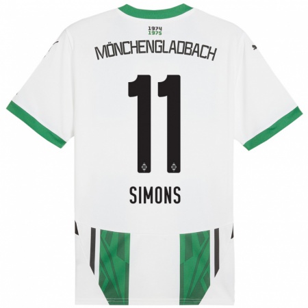 Kandiny Hombre Camiseta Kelly Simons #11 Blanco Verde 1ª Equipación 2024/25 La Camisa Chile