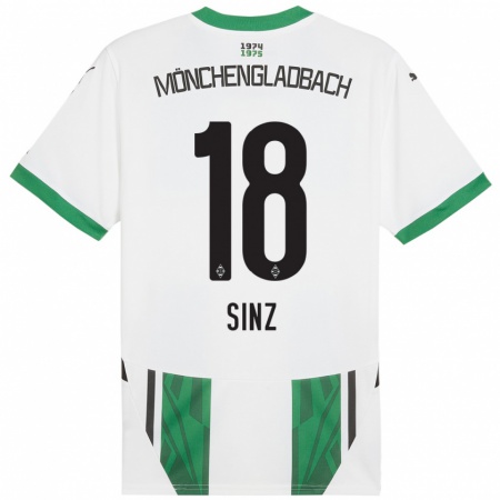 Kandiny Hombre Camiseta Michelle Sinz #18 Blanco Verde 1ª Equipación 2024/25 La Camisa Chile