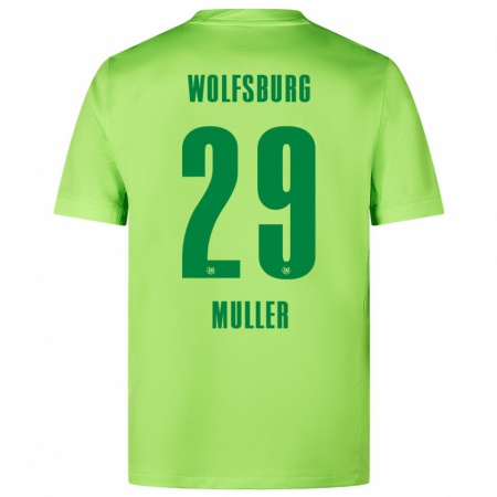 Kandiny Hombre Camiseta Marius Müller #29 Verde Fluorescente 1ª Equipación 2024/25 La Camisa Chile