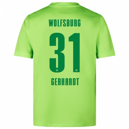 Kandiny Hombre Camiseta Yannick Gerhardt #31 Verde Fluorescente 1ª Equipación 2024/25 La Camisa Chile