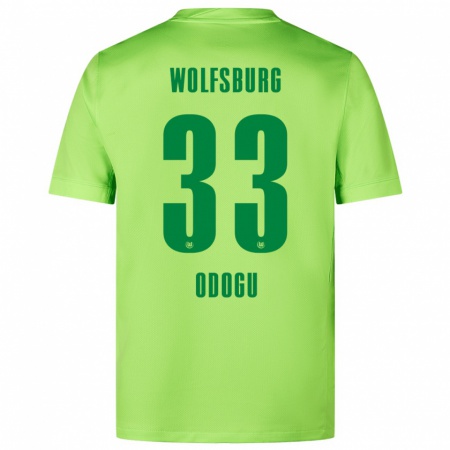 Kandiny Hombre Camiseta David Odogu #33 Verde Fluorescente 1ª Equipación 2024/25 La Camisa Chile