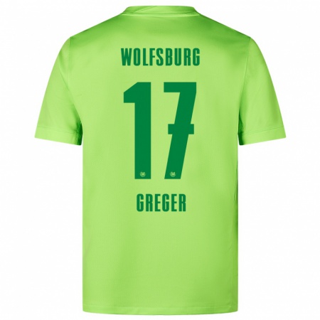 Kandiny Hombre Camiseta Max Greger #17 Verde Fluorescente 1ª Equipación 2024/25 La Camisa Chile