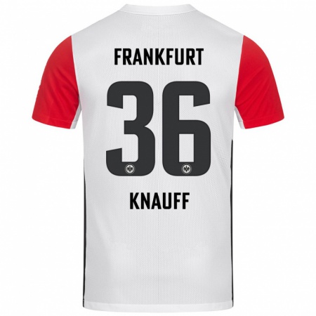 Kandiny Hombre Camiseta Ansgar Knauff #36 Blanco Rojo 1ª Equipación 2024/25 La Camisa Chile