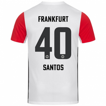 Kandiny Hombre Camiseta Kauã Santos #40 Blanco Rojo 1ª Equipación 2024/25 La Camisa Chile