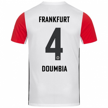 Kandiny Hombre Camiseta Fousseny Doumbia #4 Blanco Rojo 1ª Equipación 2024/25 La Camisa Chile