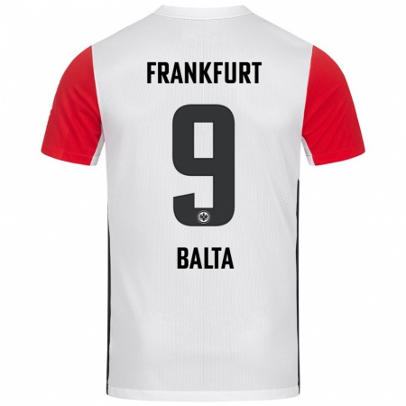 Kandiny Hombre Camiseta Sahin Balta #9 Blanco Rojo 1ª Equipación 2024/25 La Camisa Chile