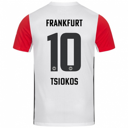 Kandiny Hombre Camiseta Leonidas Ilias Tsiokos #10 Blanco Rojo 1ª Equipación 2024/25 La Camisa Chile