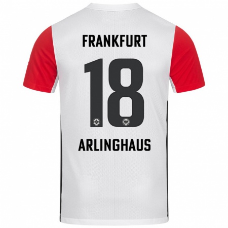 Kandiny Hombre Camiseta Max Arlinghaus #18 Blanco Rojo 1ª Equipación 2024/25 La Camisa Chile