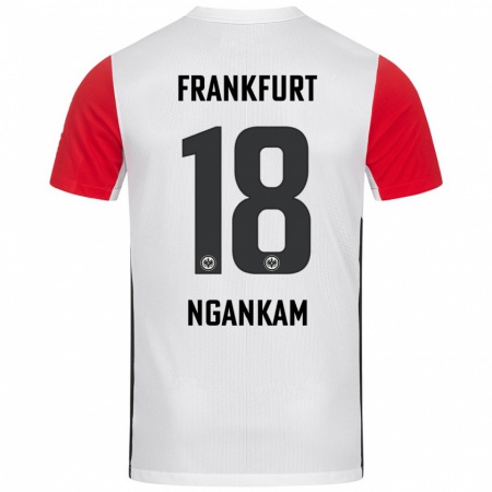 Kandiny Hombre Camiseta Jessic Ngankam #18 Blanco Rojo 1ª Equipación 2024/25 La Camisa Chile