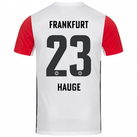 Kandiny Hombre Camiseta Jens Petter Hauge #23 Blanco Rojo 1ª Equipación 2024/25 La Camisa Chile