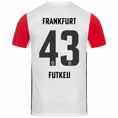 Kandiny Hombre Camiseta Noel Futkeu #43 Blanco Rojo 1ª Equipación 2024/25 La Camisa Chile