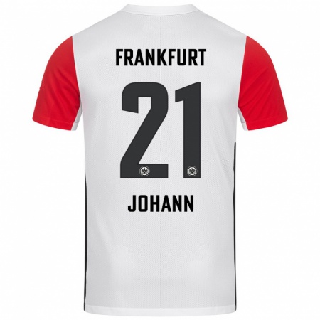 Kandiny Hombre Camiseta Hannah Johann #21 Blanco Rojo 1ª Equipación 2024/25 La Camisa Chile