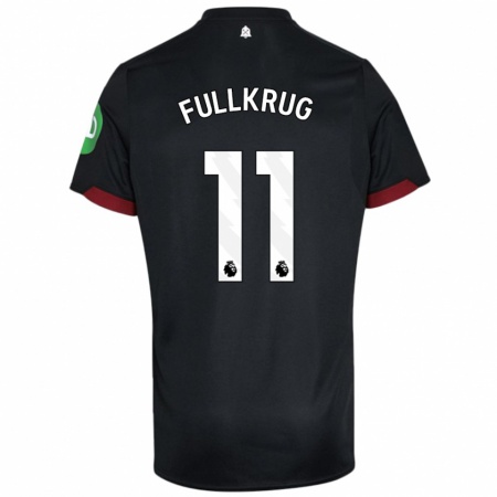 Kandiny Hombre Camiseta Niclas Füllkrug #11 Negro Blanco 2ª Equipación 2024/25 La Camisa Chile