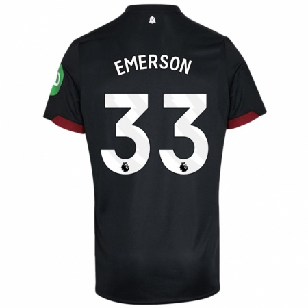 Kandiny Hombre Camiseta Emerson #33 Negro Blanco 2ª Equipación 2024/25 La Camisa Chile